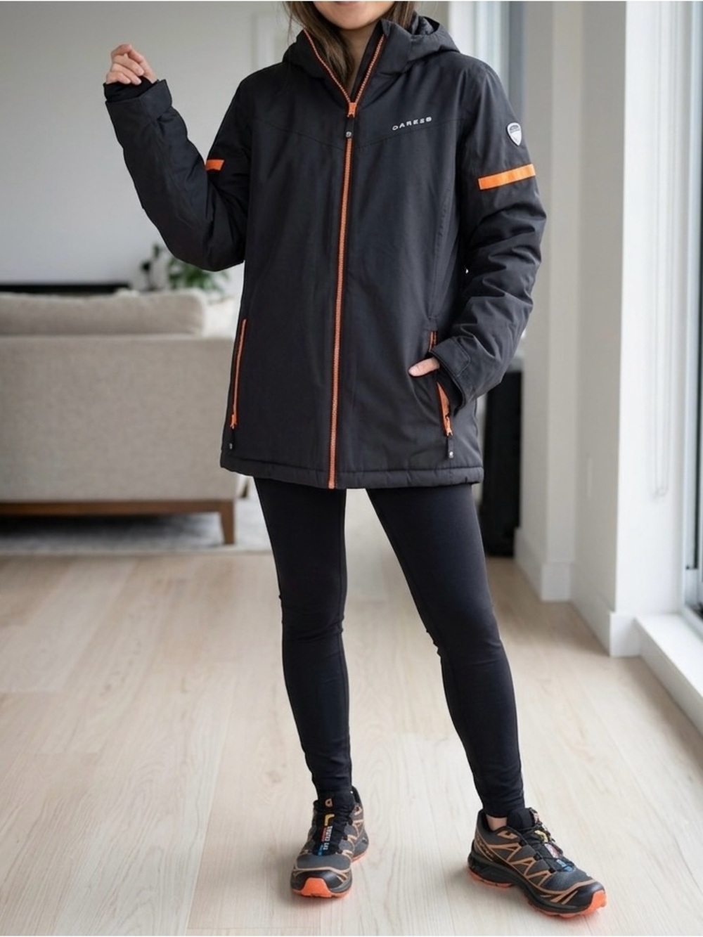 Dare2b Black Ski Jacket with Orange Trim